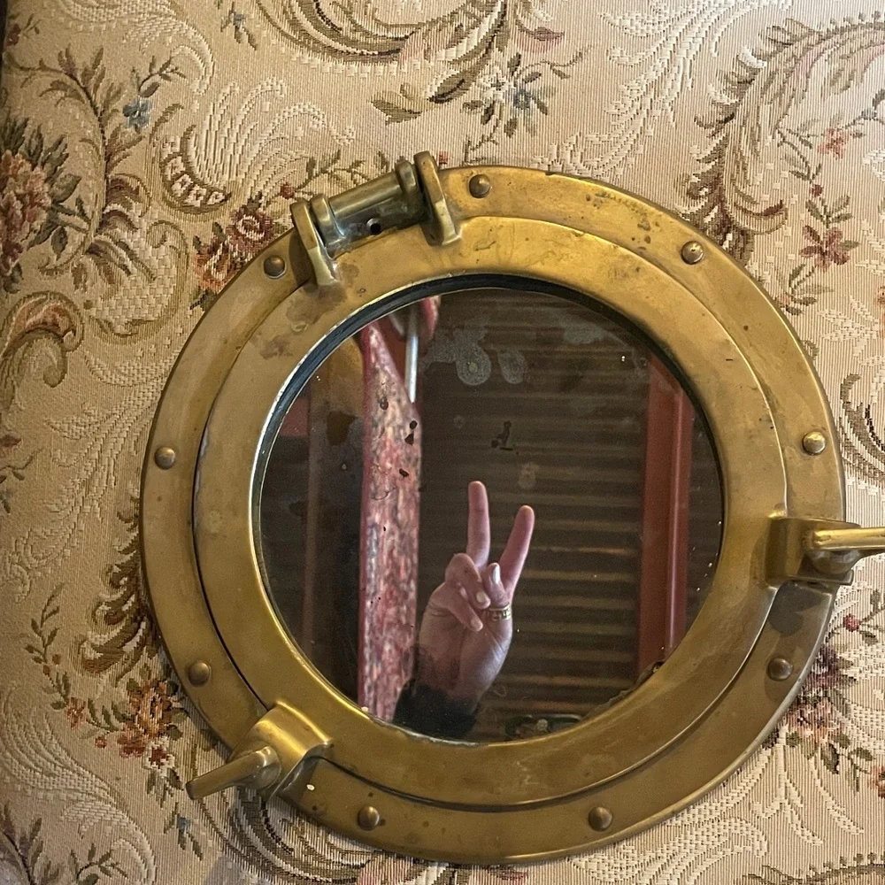 Vintage Round Brass Porthole Mirror